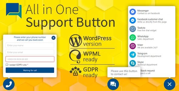 All in One Support Button 2.2.7  Contact Plugin